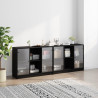 Biblioteczka z drzwiczkami, czarna, 204x37x75 cm