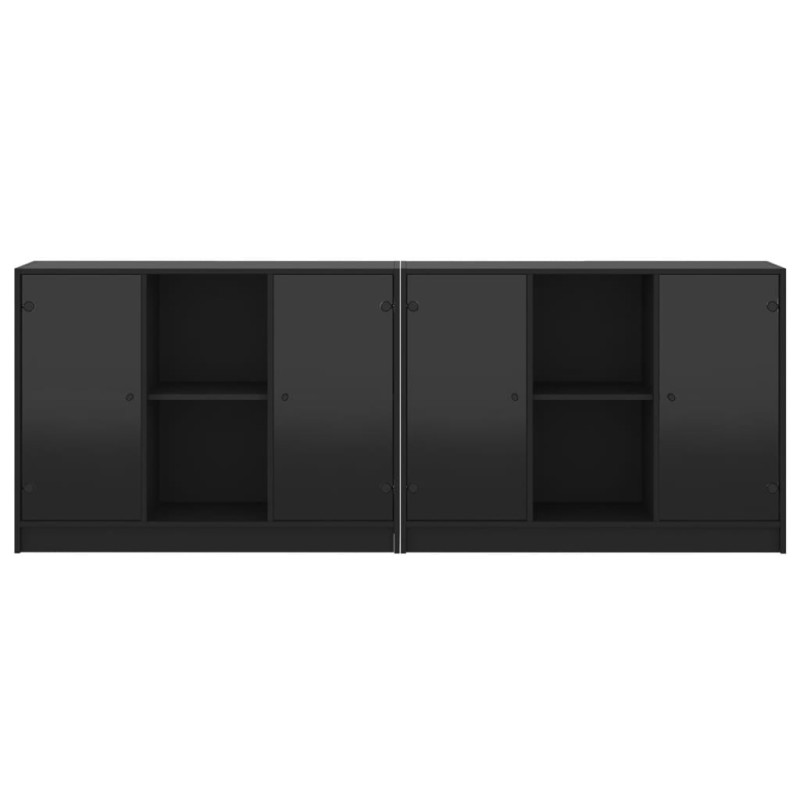 Biblioteczka z drzwiczkami, czarna, 204x37x75 cm