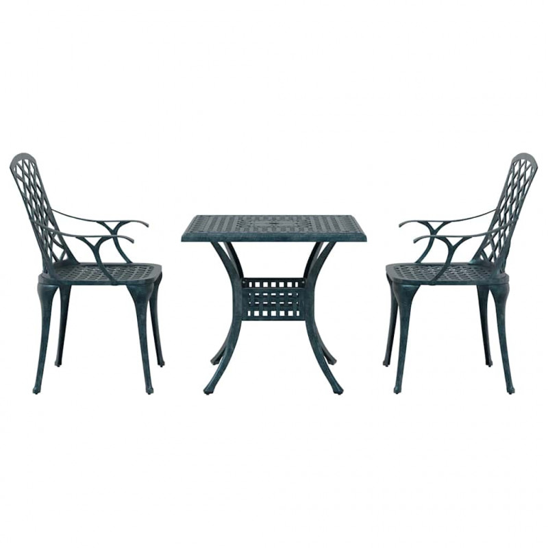 Zestaw do jadalni w ogrodzie 3 pcs Zielony Aluminium
