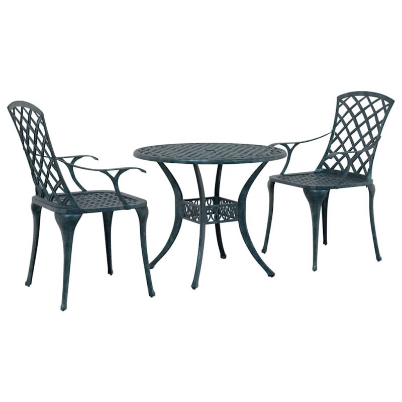 Zestaw do jadalni w ogrodzie 3 pcs Zielony Aluminium