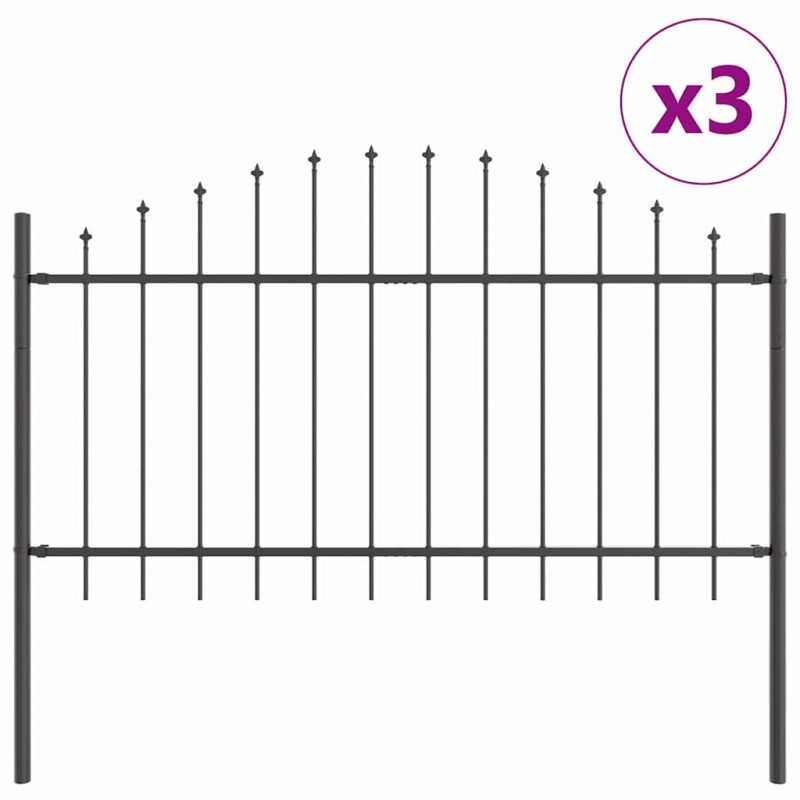 Ogrodzenie Ogrodowe 3 pcs Szary 170 x 140 cm