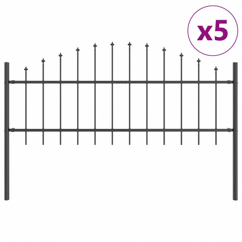 Ogrodzenie Ogrodowe 5 pcs Szary 170 x 140 cm