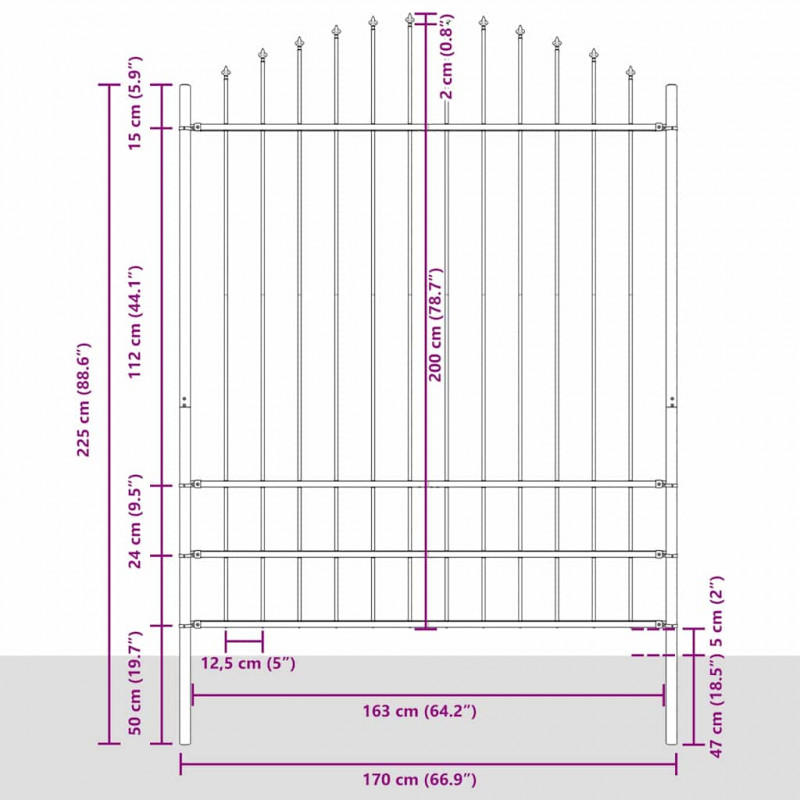 Ogrodzenie Ogrodowe 5 pcs Biały 170 x 225 cm
