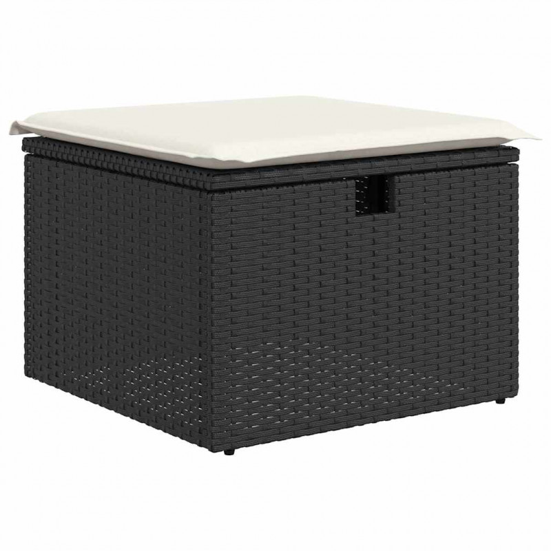 Zestaw Sof na Ogród z poduszką 7 pcs Czarny Polirattan
