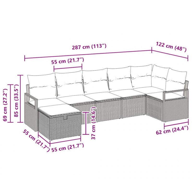Zestaw Sof z poduszką 4 pcs polirattan