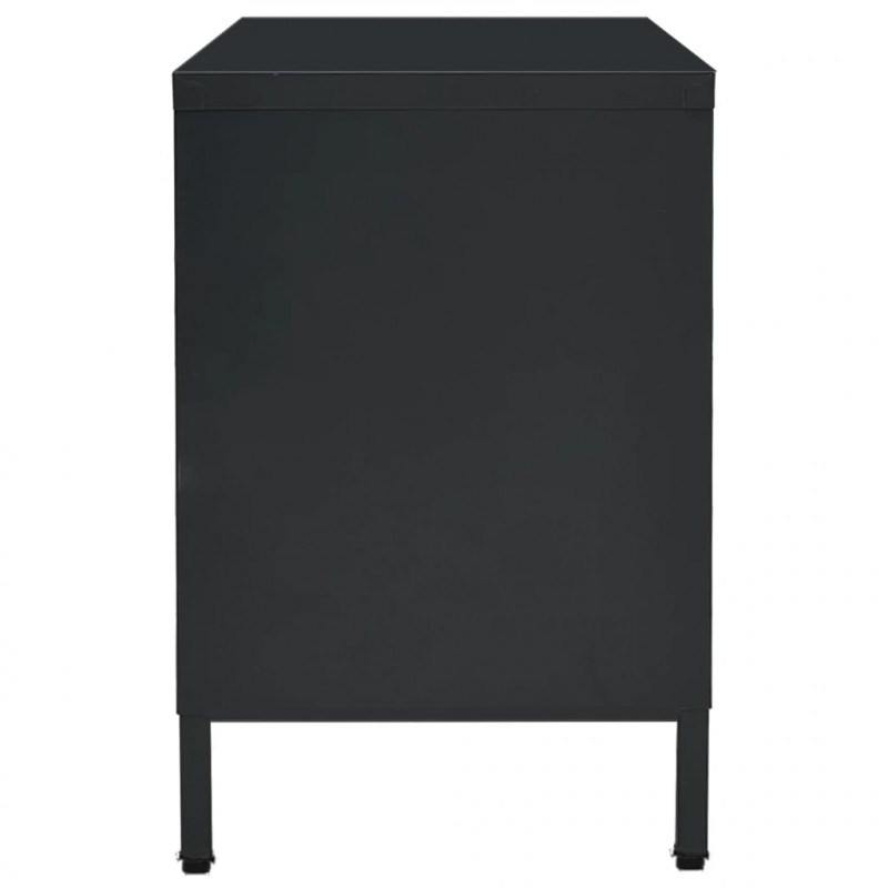 Szafka pod telewizor, czarna, 105x35x52 cm, stal i szkło