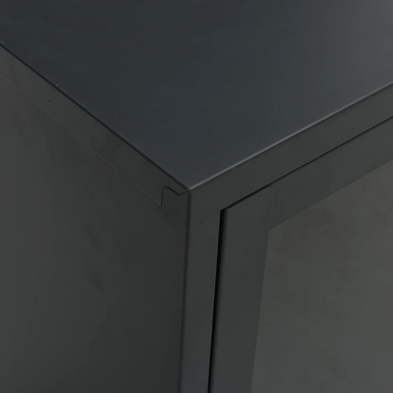 Szafka pod telewizor, czarna, 105x35x52 cm, stal i szkło