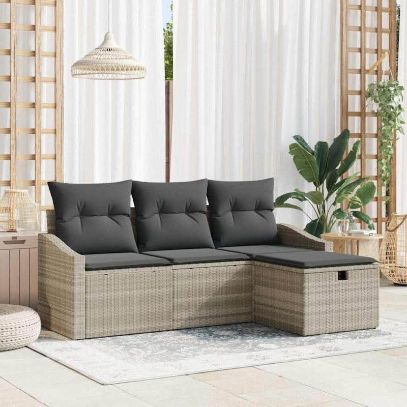 Zestaw Sof z poduszką 4 pcs polirattan