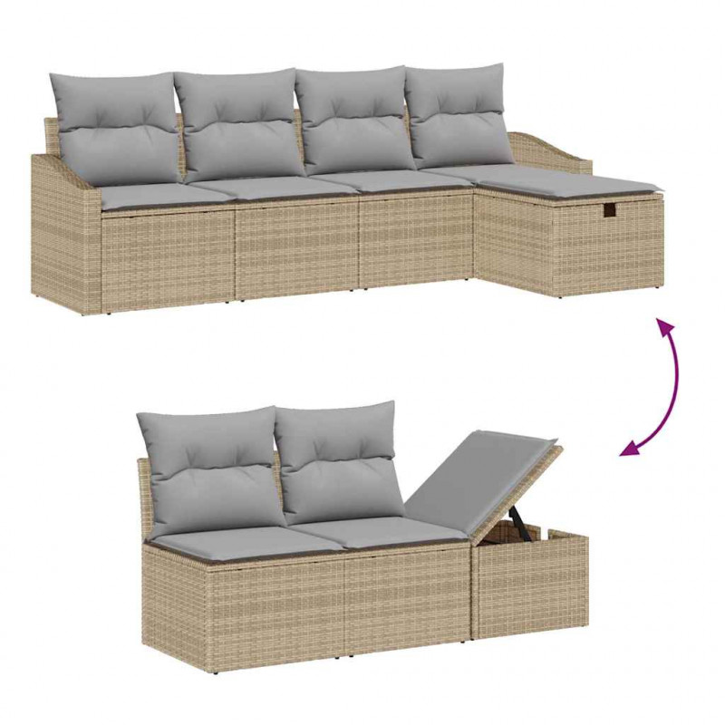 Zestaw Sof z poduszką 5 pcs polirattan