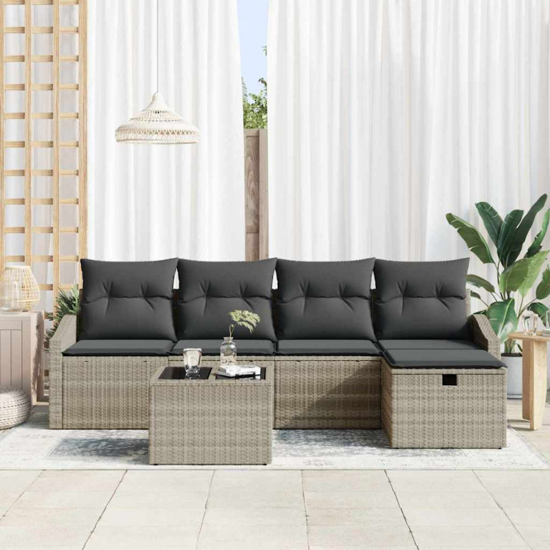 Zestaw Sof z poduszką 6 pcs polirattan