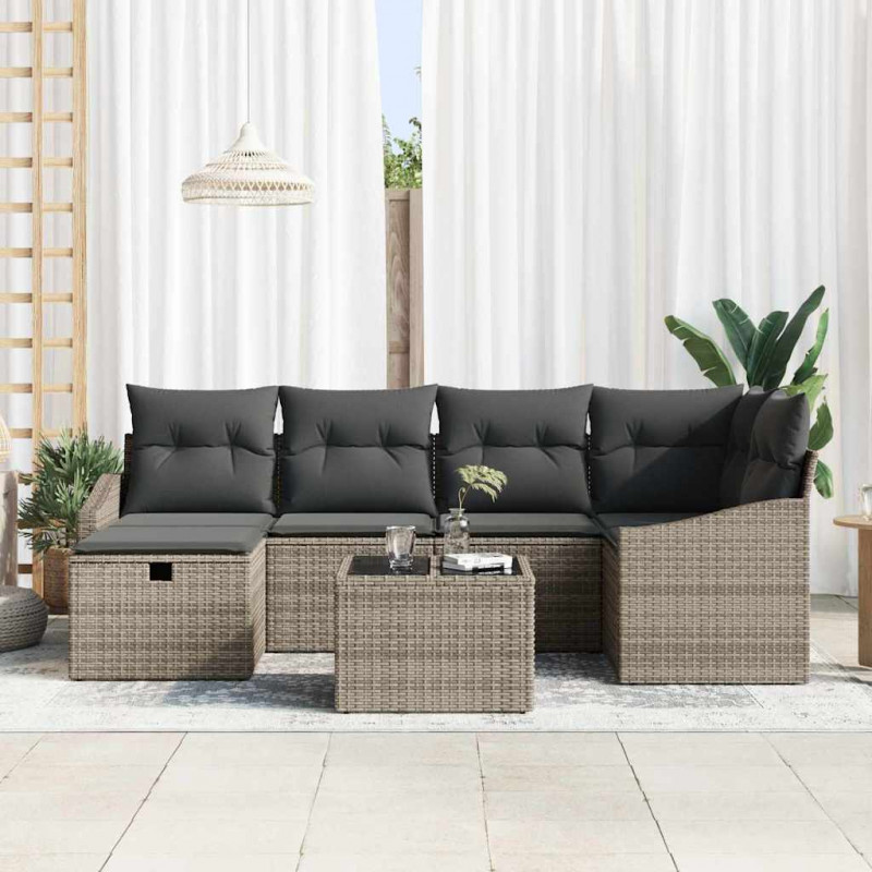 Zestaw Sof z poduszką 7 pcs polirattan