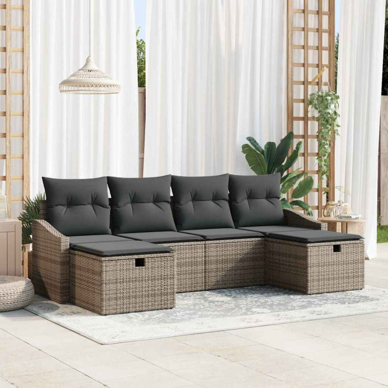 Zestaw Sof z poduszką 6 pcs polirattan