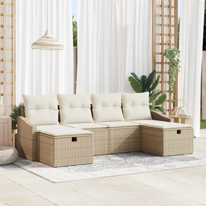 Zestaw Sof z poduszką 6 pcs polirattan
