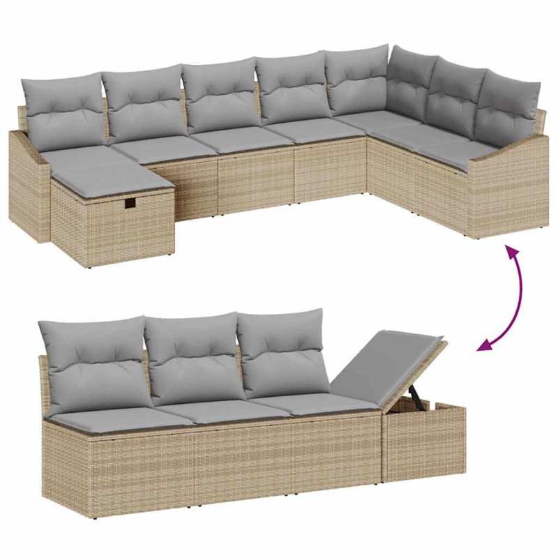 Zestaw Sof z poduszką 8 pcs polirattan