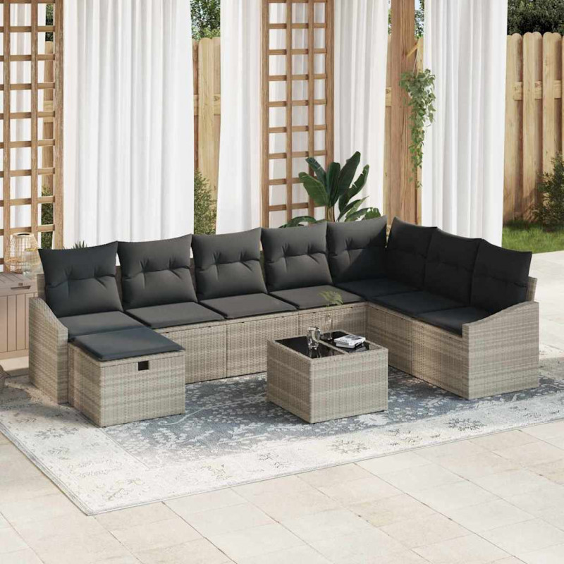 Zestaw Sof z poduszką 9 pcs polirattan