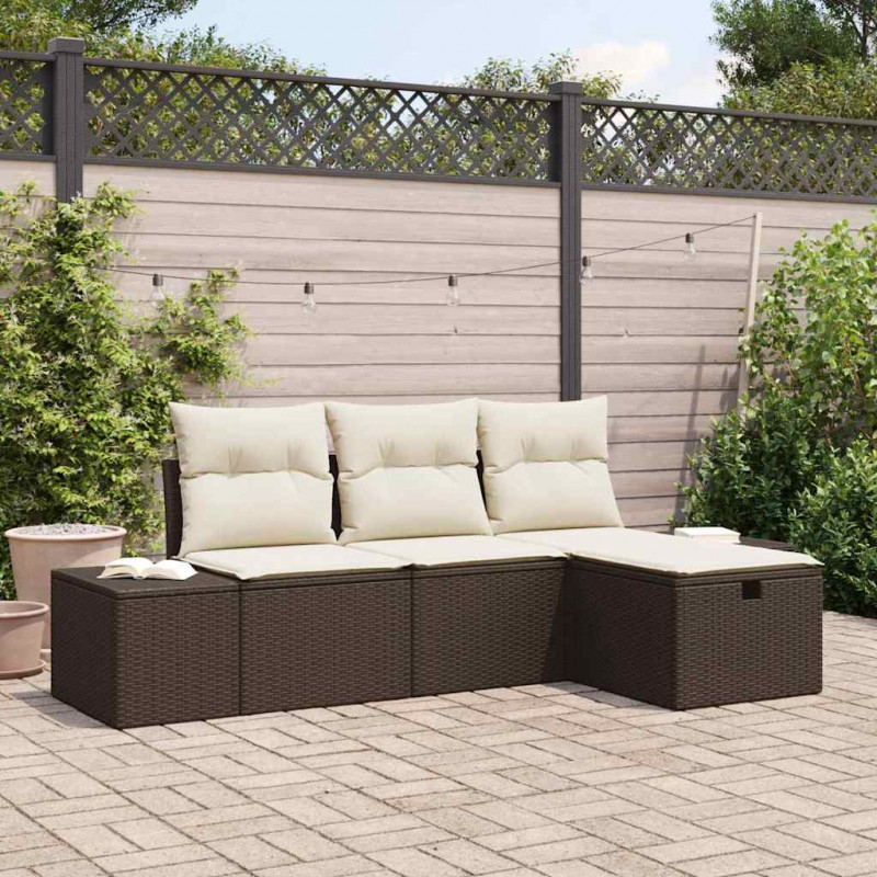 Zestaw Sof z poduszką 4 pcs polirattan