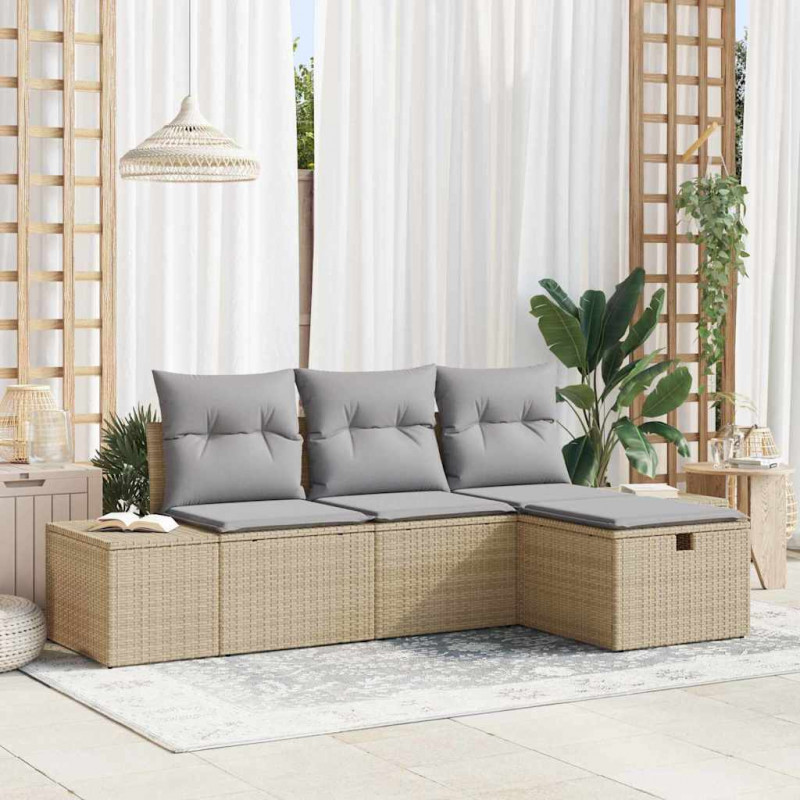 Zestaw Sof z poduszką 4 pcs polirattan