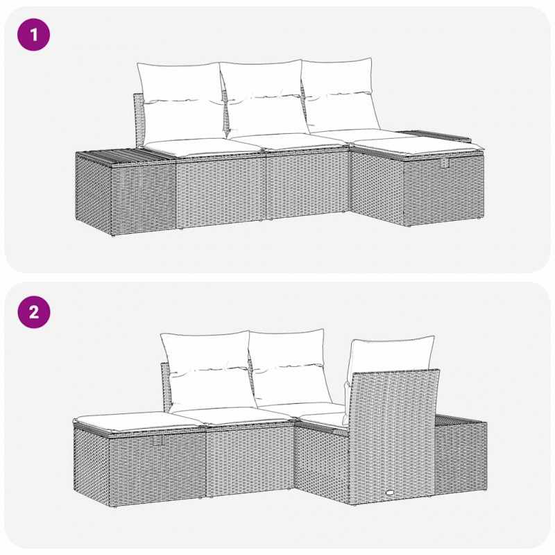 Zestaw Sof z poduszką 4 pcs polirattan