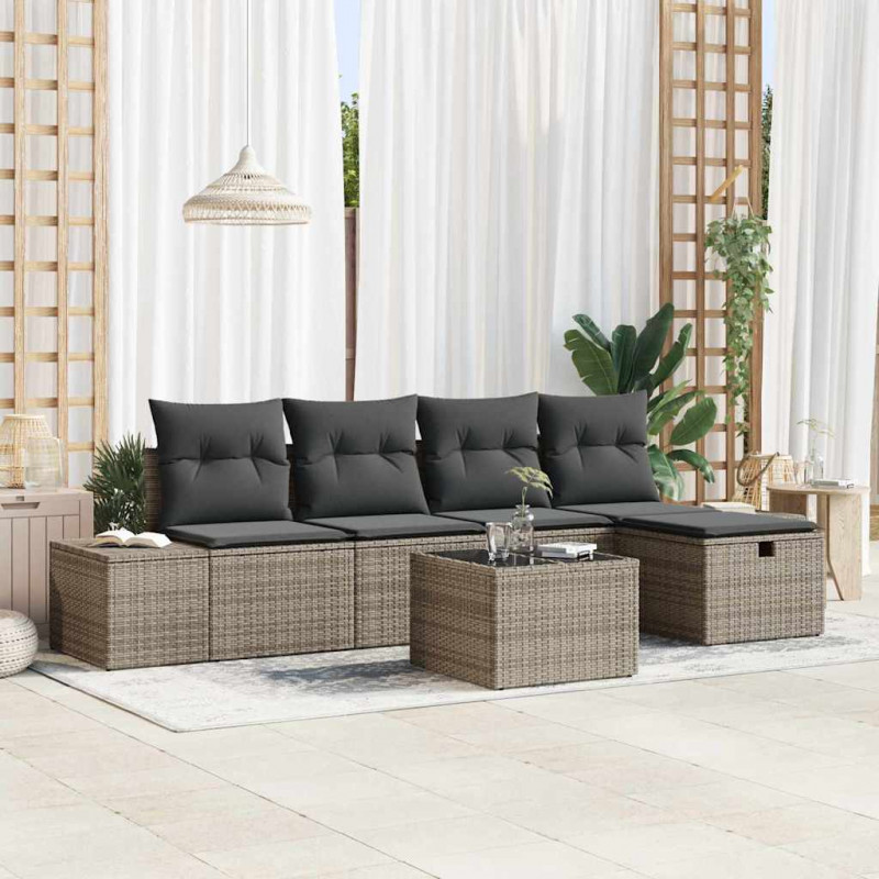 Zestaw Sof z poduszką 5 pcs polirattan