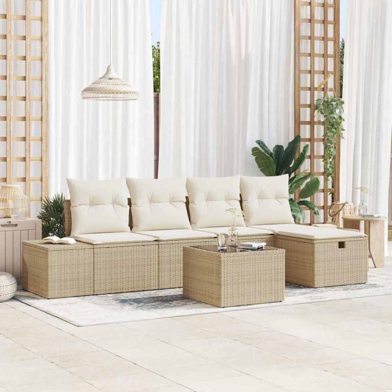 Zestaw Sof z poduszką 6 pcs polirattan