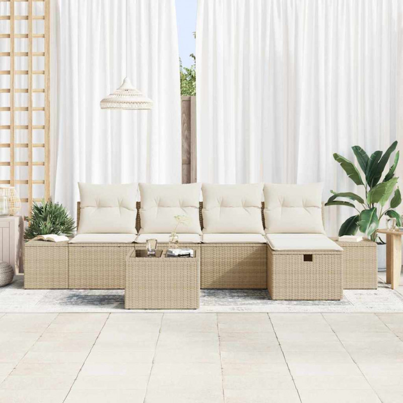 Zestaw Sof z poduszką 6 pcs polirattan