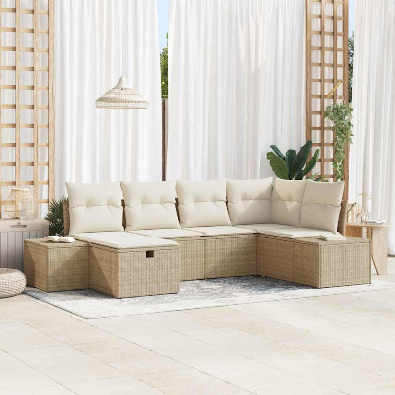 Zestaw Sof z poduszką 6 pcs polirattan