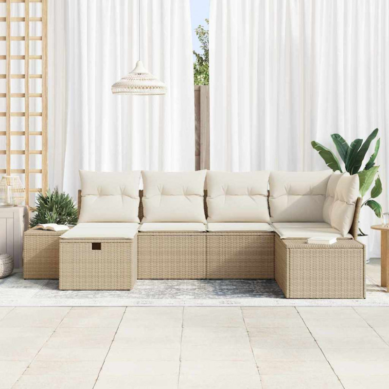 Zestaw Sof z poduszką 6 pcs polirattan