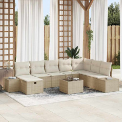 Zestaw Sof na Ogród 9 pcs Beżowy 55 x 62 x 69 cm Polirattan