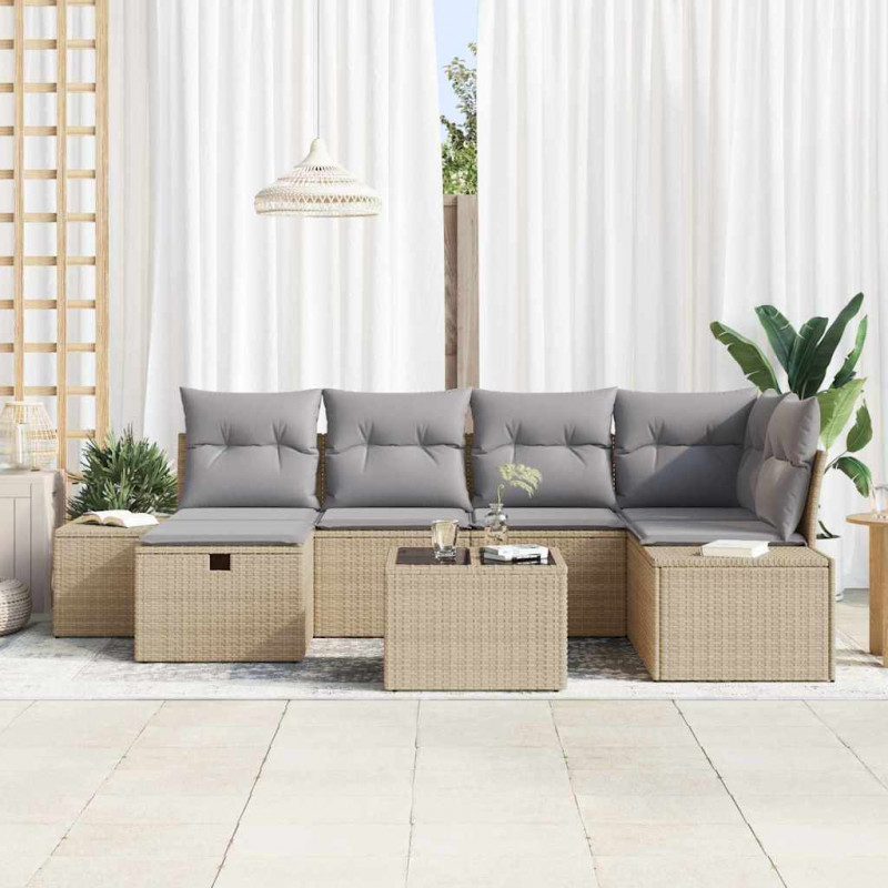 Zestaw Sof z poduszką 6 pcs polirattan