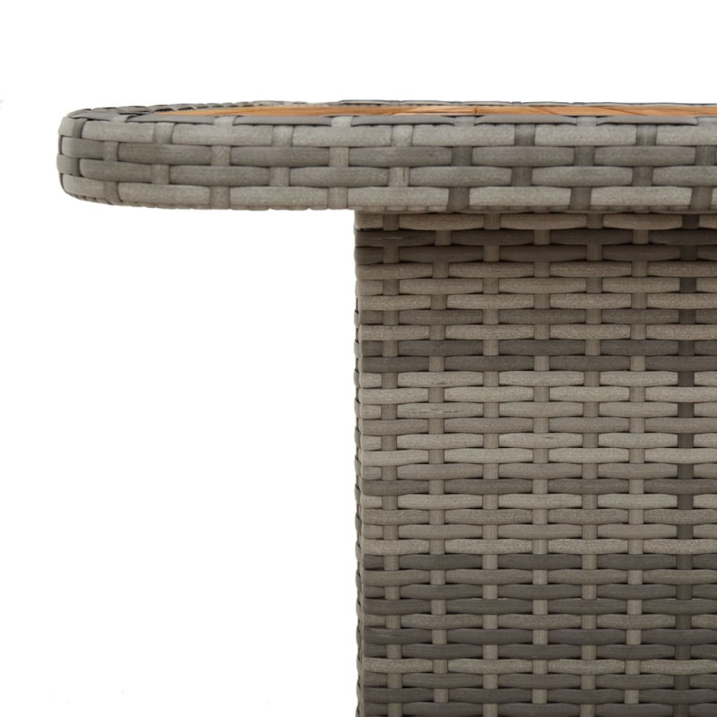 Stół ogrodowy, szary, 90x55x71 cm, polirattan i drewno akacjowe