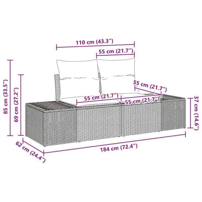 Zestaw Sof na Ogród 7 pcs Szary polirattan