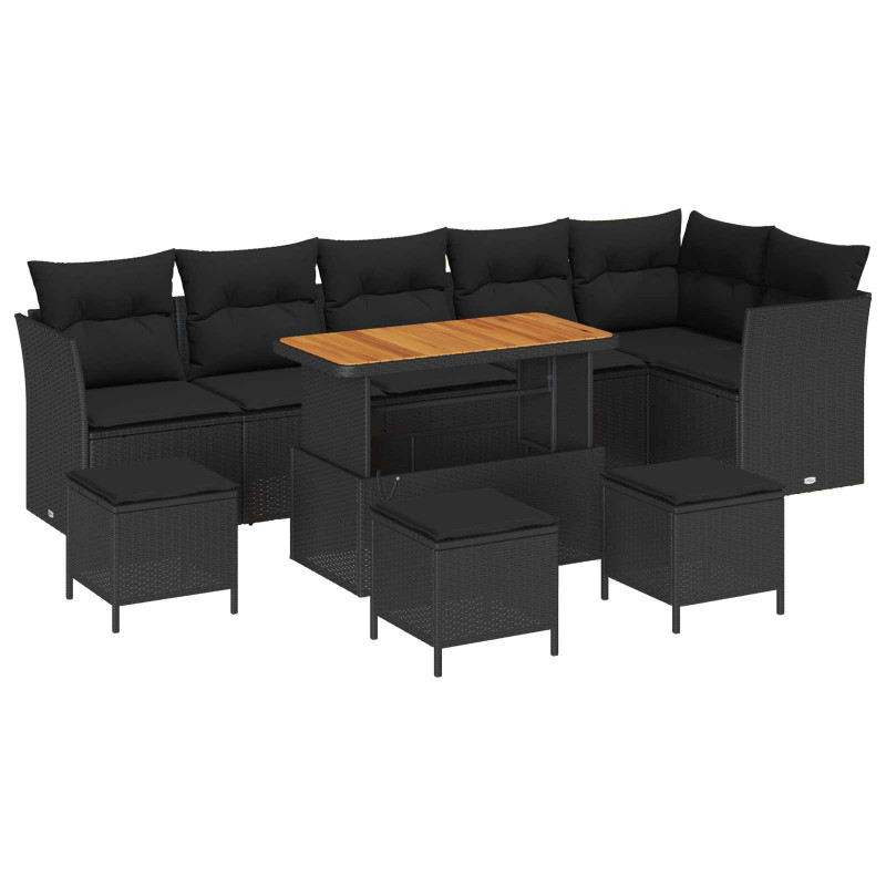 Zestaw Sof na Ogród 10 pcs Czarny polirattan
