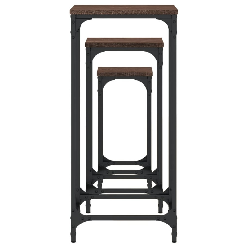 Stoliki wsuwane jeden pod drugi, 3 szt., brązowy dąb