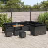 Zestaw Sof na Ogród 12 pcs Czarny polirattan
