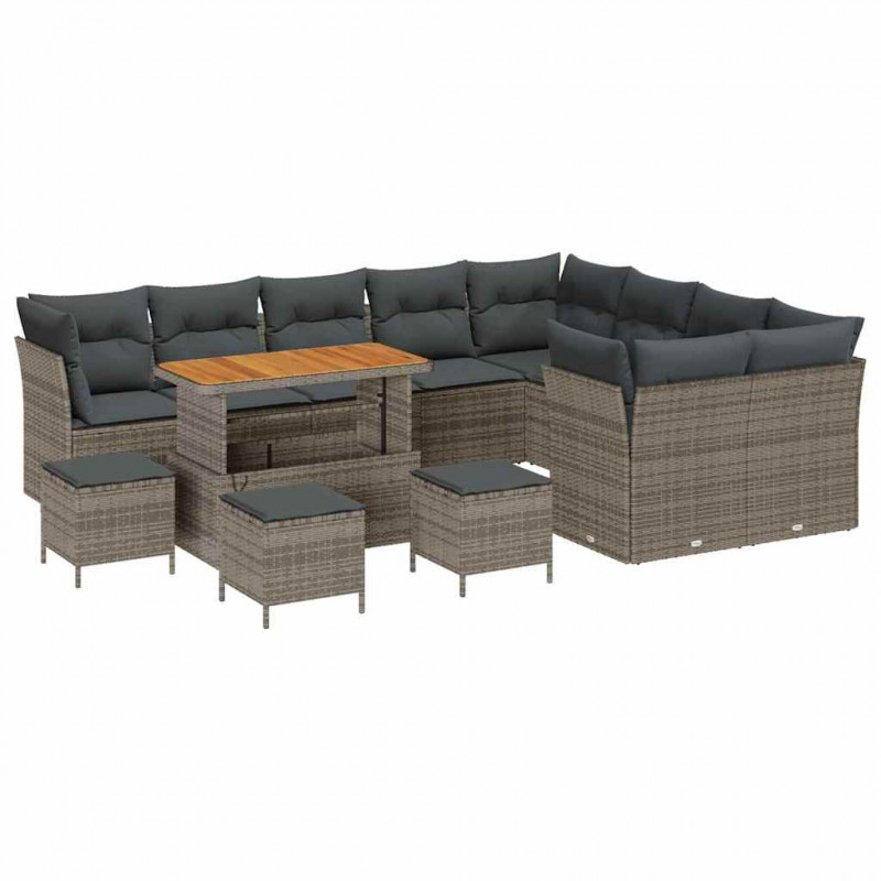 Zestaw Sof na Ogród 13 pcs Szary polirattan