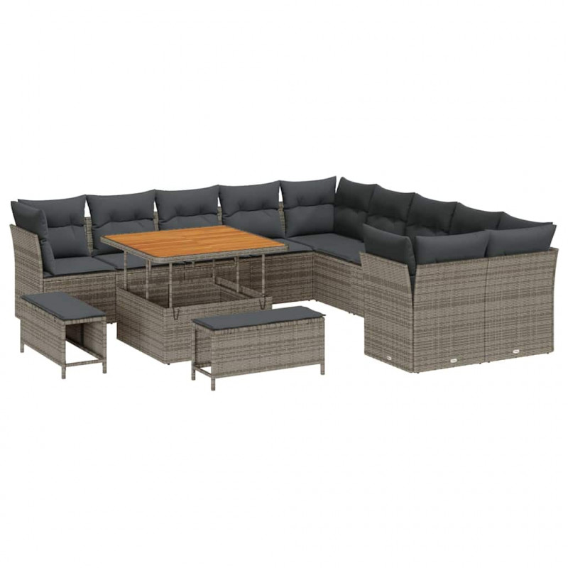 Zestaw Sof na Ogród 13 pcs Szary polirattan