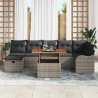 Zestaw Sof na Ogród z przechowywaniem 8 pcs Szary Polirattan