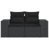 Sofa ogrodowa z poduszkami, 2-osobowa, czarna, polirattan