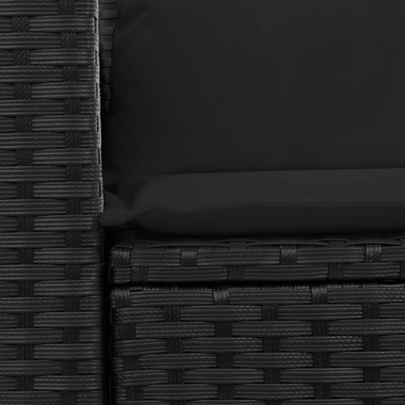 Sofa ogrodowa z poduszkami, 2-osobowa, czarna, polirattan