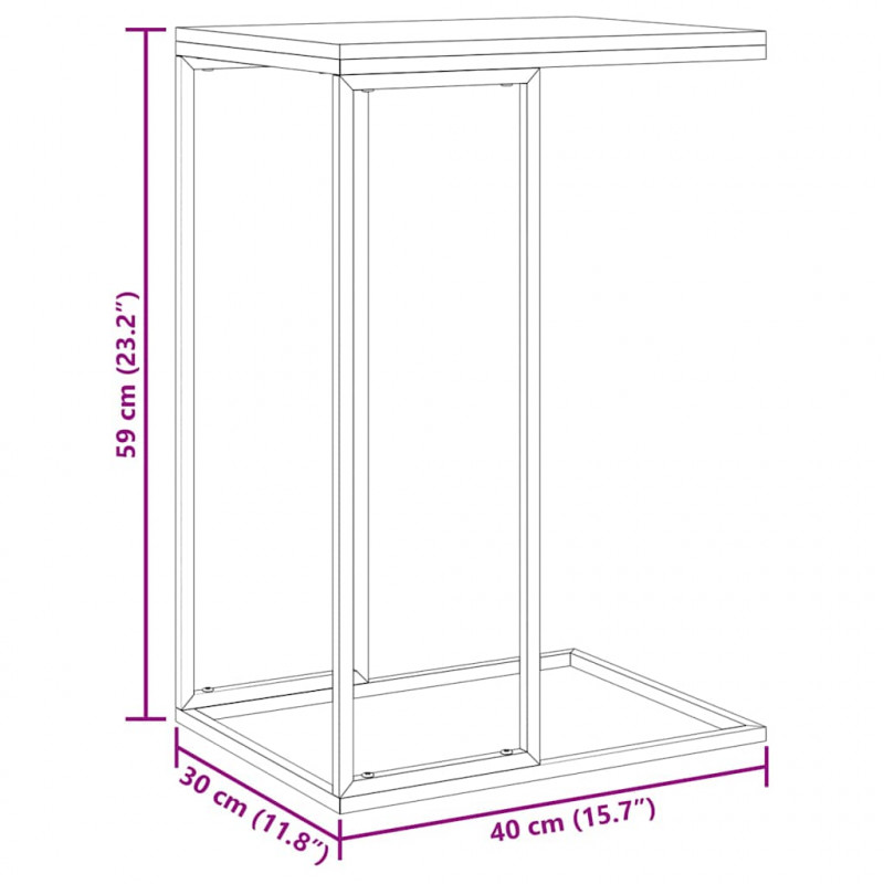 Stolik boczny, czarny, 40x30x59 cm, materiał drewnopochodny