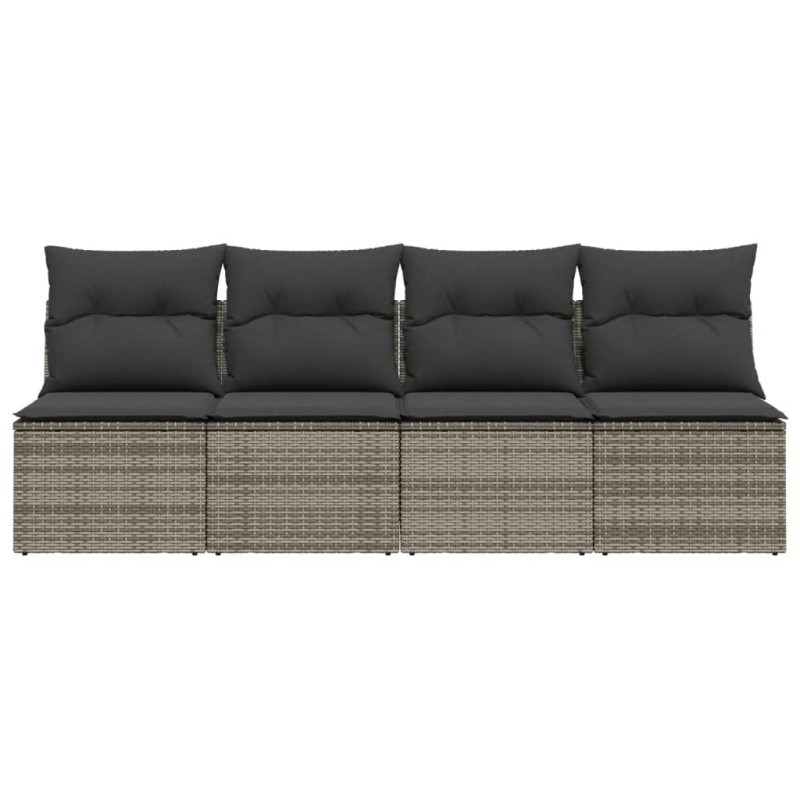 Sofa ogrodowa z poduszkami, 4-osobowa, szara, polirattan