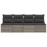 Sofa ogrodowa z poduszkami, 4-osobowa, szara, polirattan
