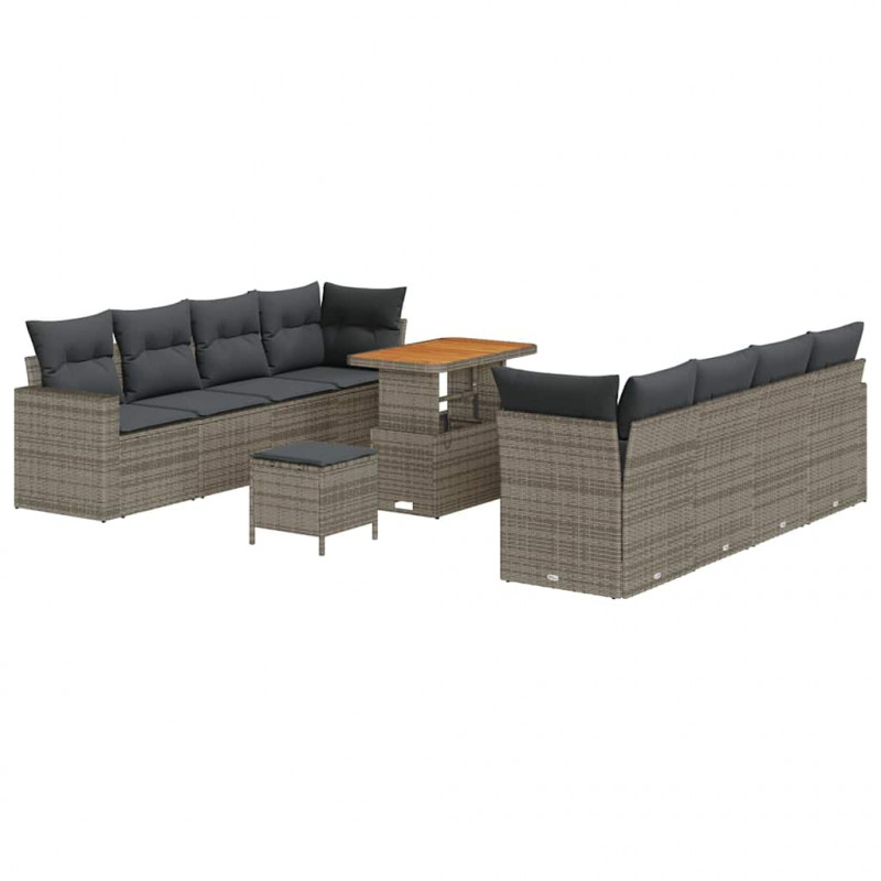 Zestaw Sof na Ogród 11 pcs Szary polirattan