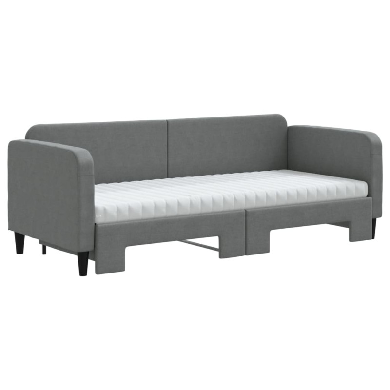 Sofa rozsuwana z materacami, ciemnoszara, 80x200 cm, tkanina