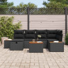 Zestaw Sof na Ogród 7 pcs Czarny 55 x 62 x 69 cm Polirattan