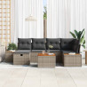 Zestaw Sof na Ogród 7 pcs Szary 55 x 62 x 69 cm Polirattan