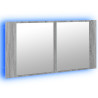 Szafka łazienkowa z lustrem i LED, szary dąb 90x12x45 cm, akryl