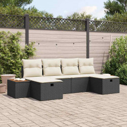 Zestaw Sof na Ogród 6 pcs Czarny 55 x 62 x 69 cm Polirattan