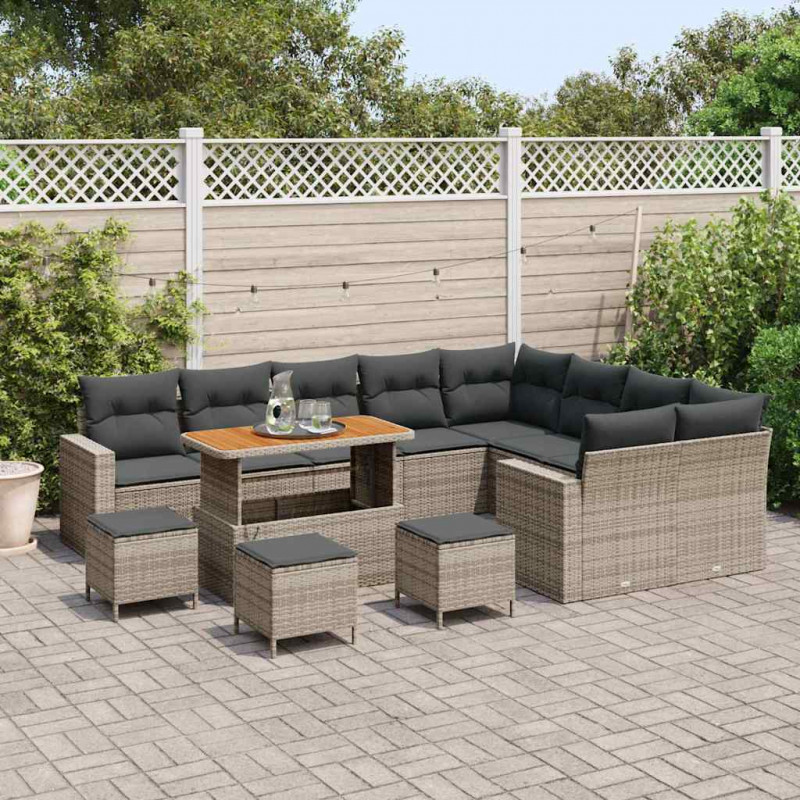 Zestaw Sof na Ogród 13 pcs Szary polirattan