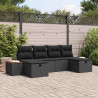 Zestaw Sof na Ogród 6 pcs Czarny 55 x 62 x 69 cm Polirattan